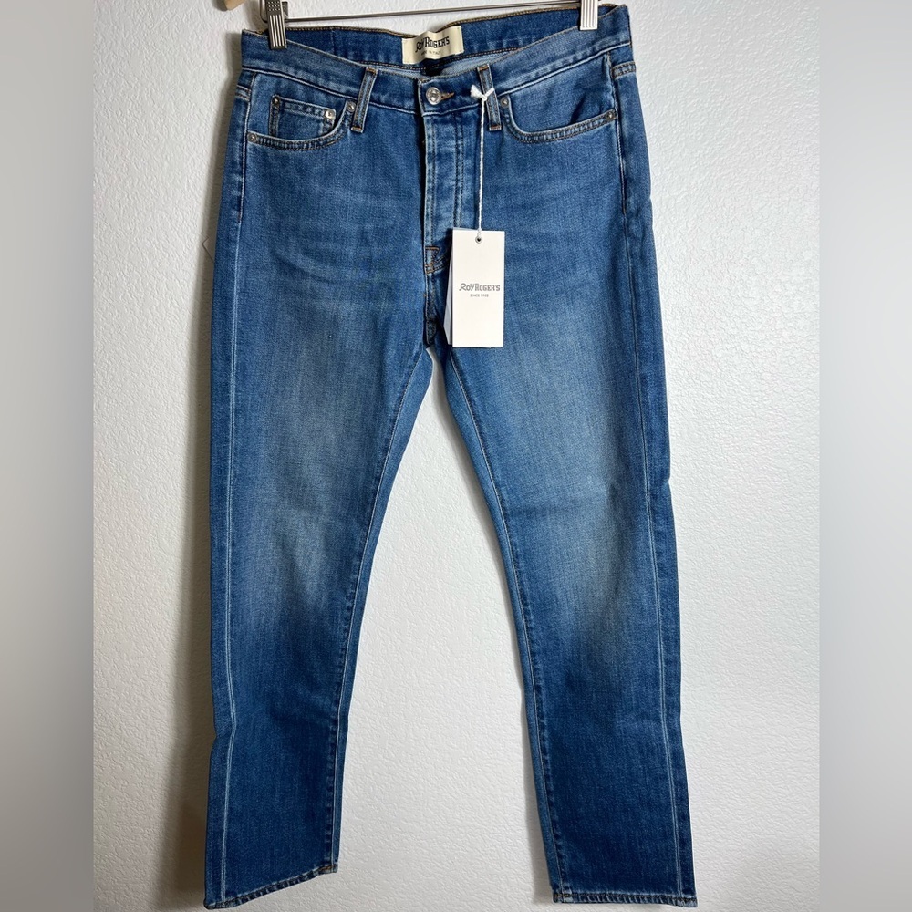 NWT Roy Rogers‎ men’s blue straight jeans stretchy  button fly made in Italy 27